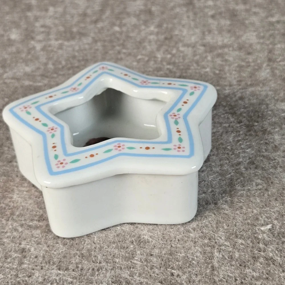 Vintage Star Shaped Ceramic Trinket Dish Simple Joys are Best Girl Floral White